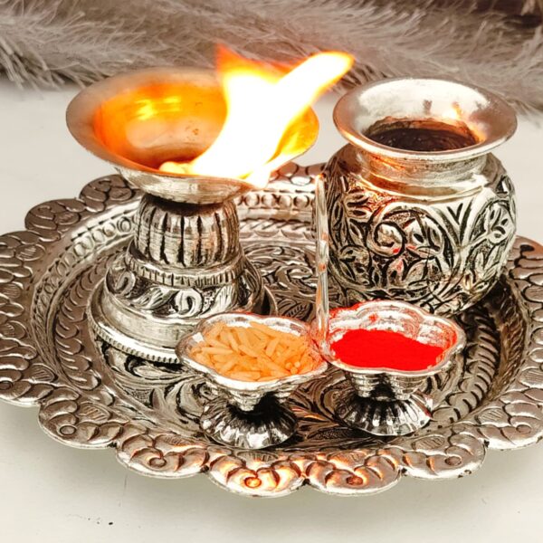 Antique German silver Pooja set