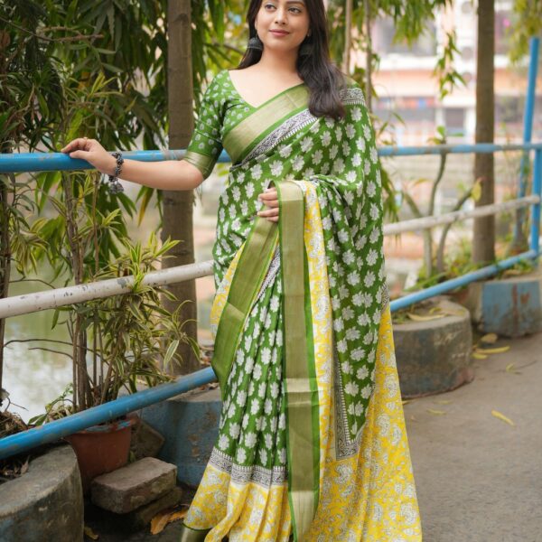 Soft cotton crape batik prints Saree