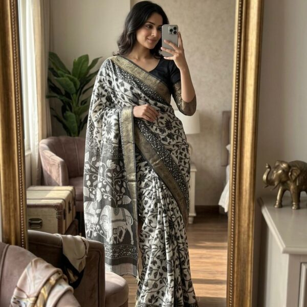 Soft dola zari cotton saree with all over zari