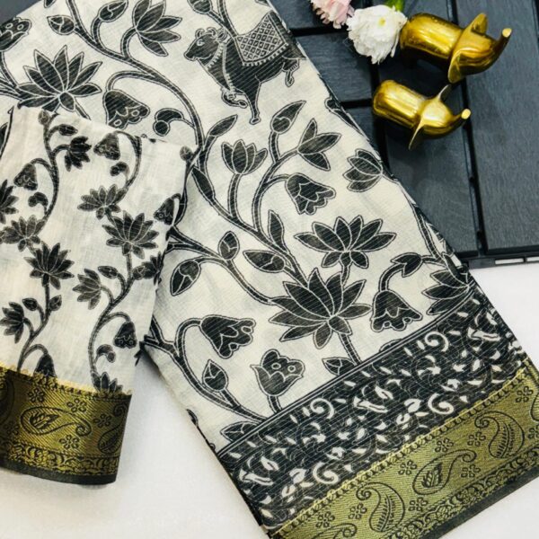 Soft dola zari cotton saree with all over zari