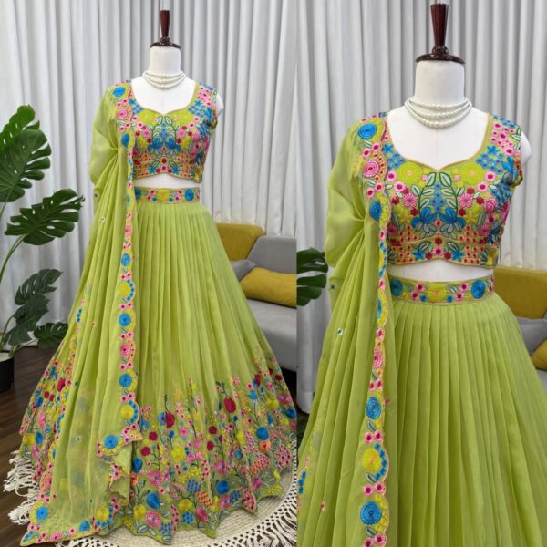 Light Green Teby Silk Lehenga Choli