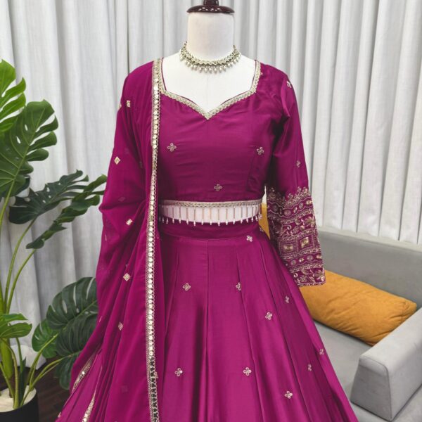 Maroon Japan Satin Lehenga Choli
