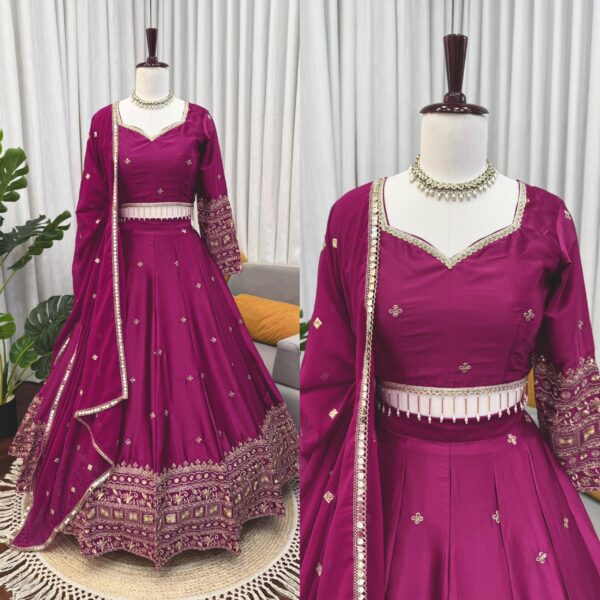 Maroon Japan Satin Lehenga Choli