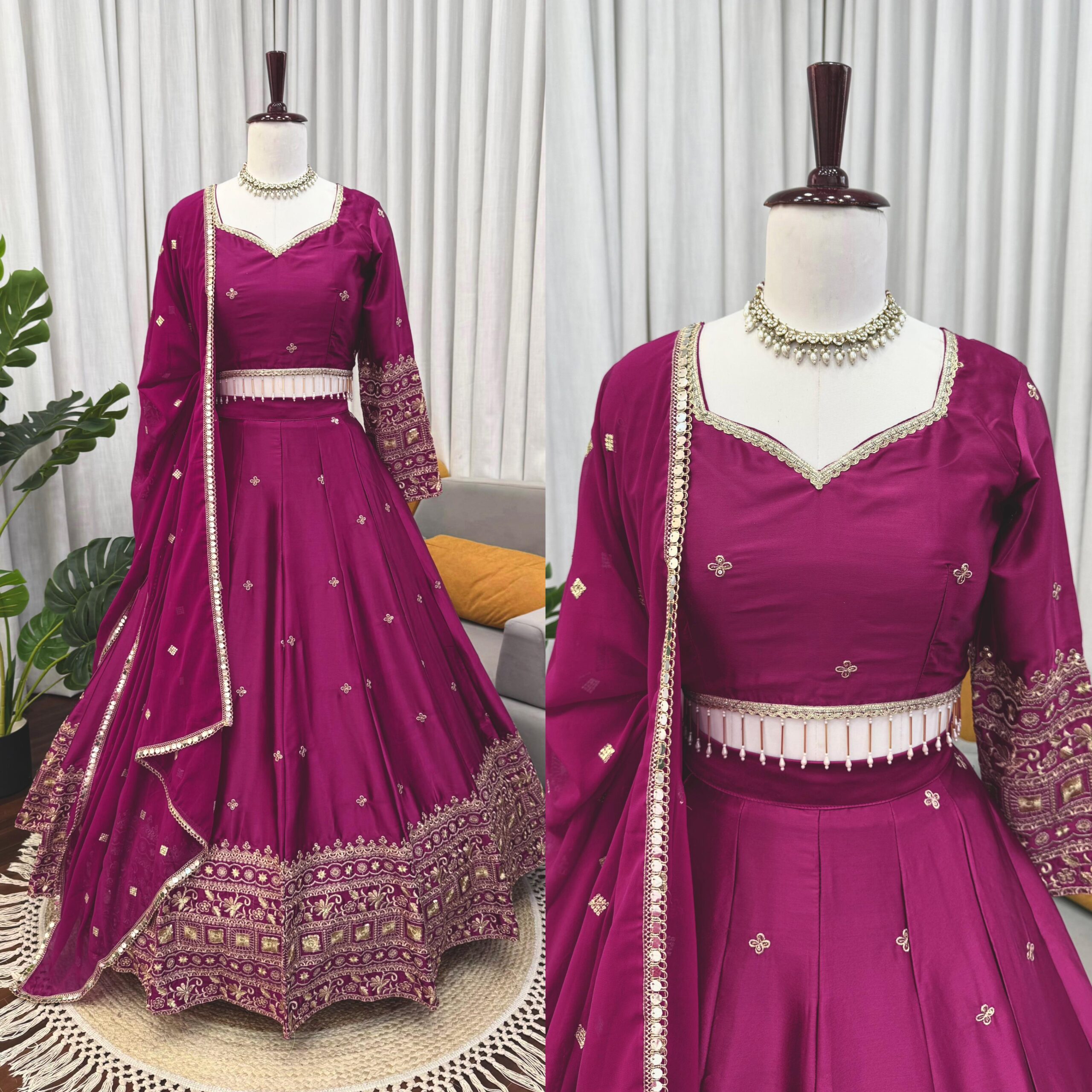 Maroon Japan Satin Lehenga Choli
