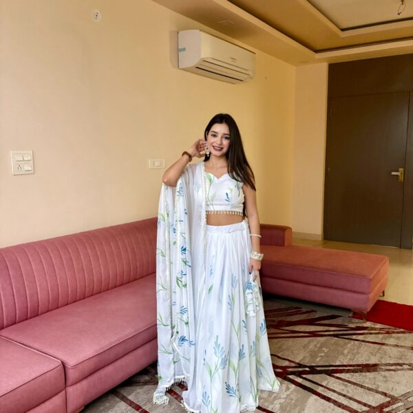 Soft Georgette hand-painted floral print Lehenga