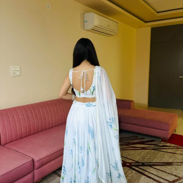 Soft Georgette hand-painted floral print Lehenga