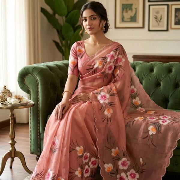 Moss Chiffon Silk Saree featuring foil print