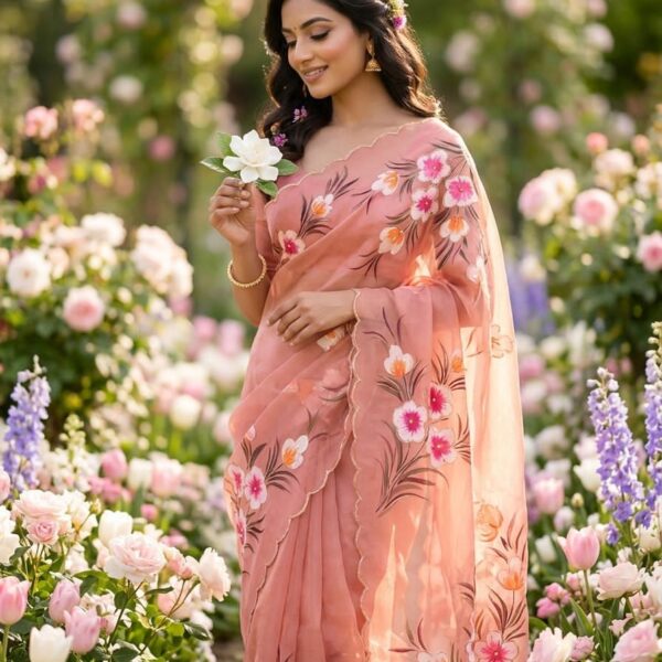 Moss Chiffon Silk Saree featuring foil print