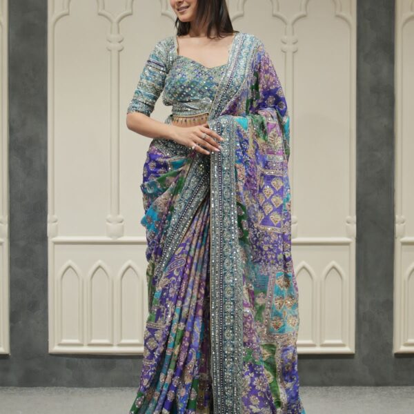 Soft Chinnon Saree with beautiful print