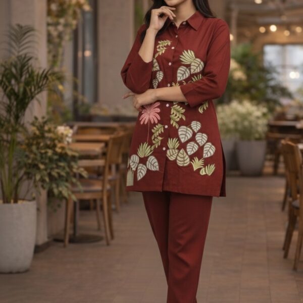 Embroidery Multi Thread Work Co-Ord Set