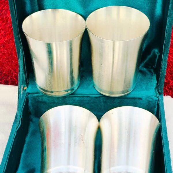 Pure silver finish German silver 4 Glass set
