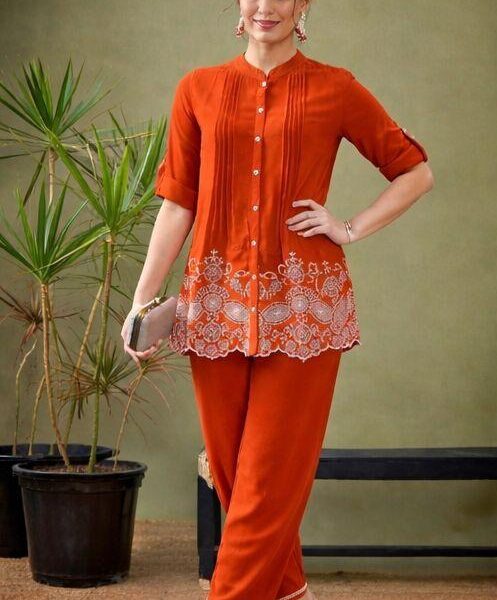 Heavy Embroidery Work on kurti Set