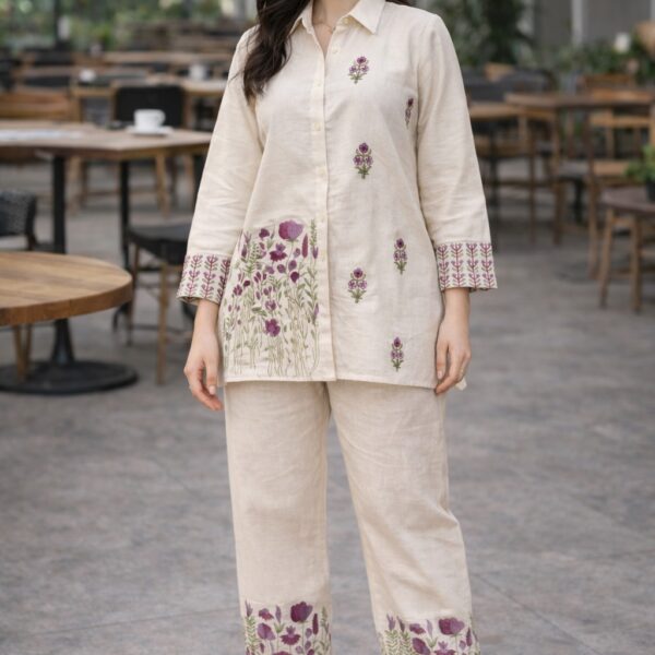 Pure Cotton Multi Thread Work Co Ord Set