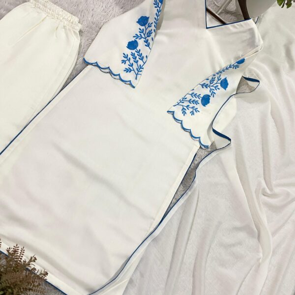 White Roman Silk Kurti Set