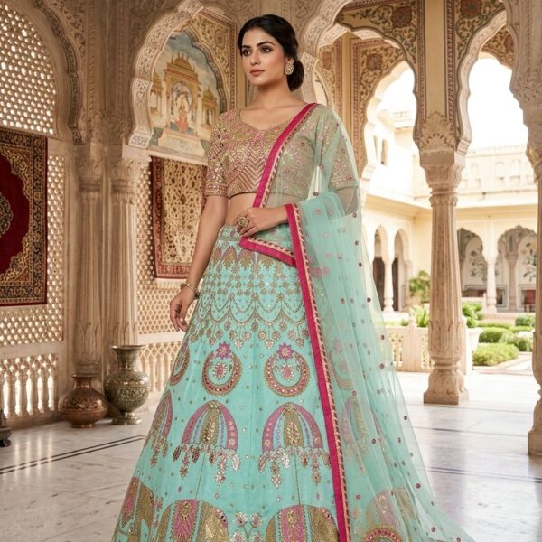 Premium Heavy Slub Silk Lehenga Embellished