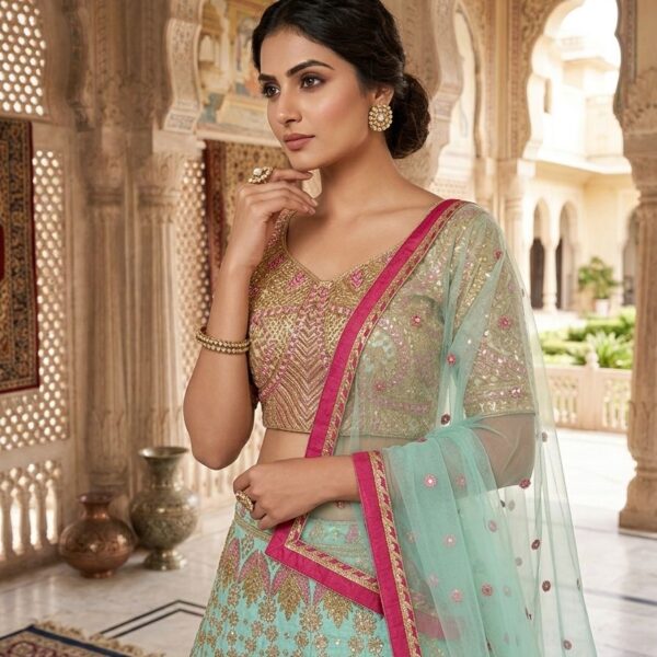 Premium Heavy Slub Silk Lehenga Embellished