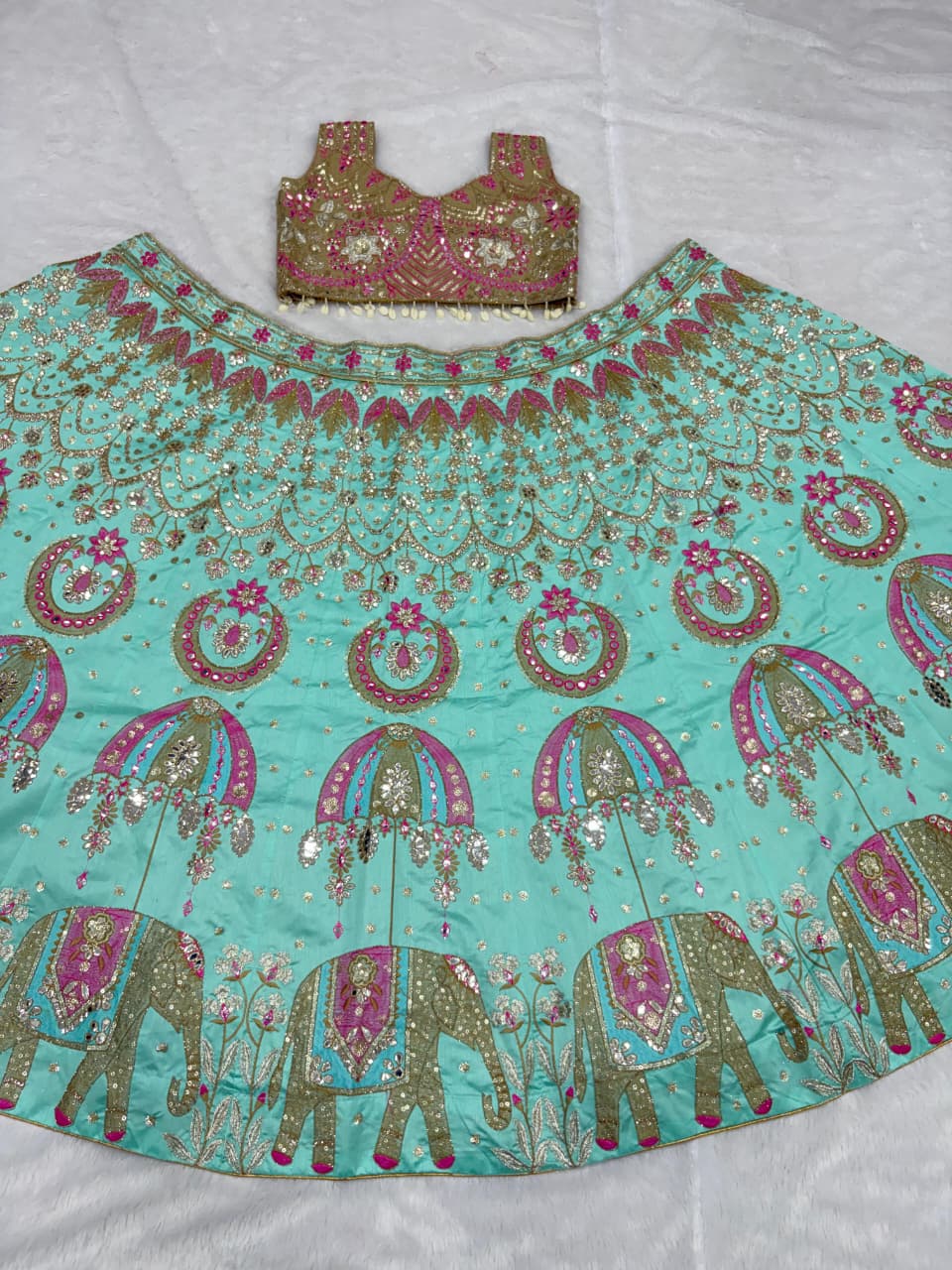 Premium Heavy Slub Silk Lehenga Embellished - Image 5