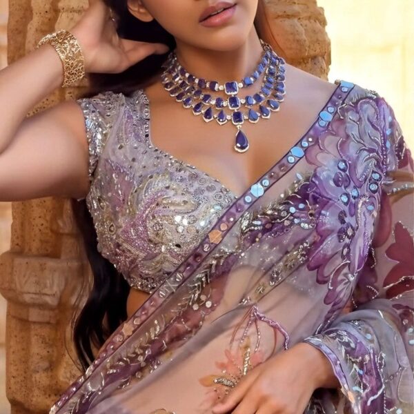 Soft tebi silk with digital print saree