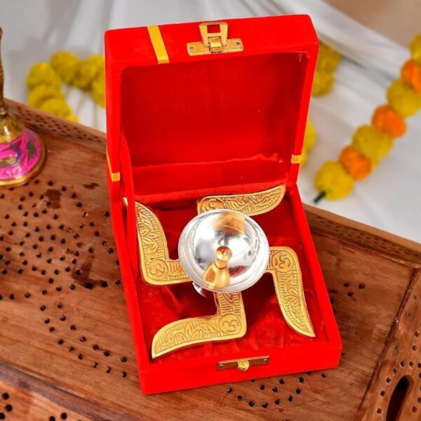 German silver Gold and silver plated swastik diya