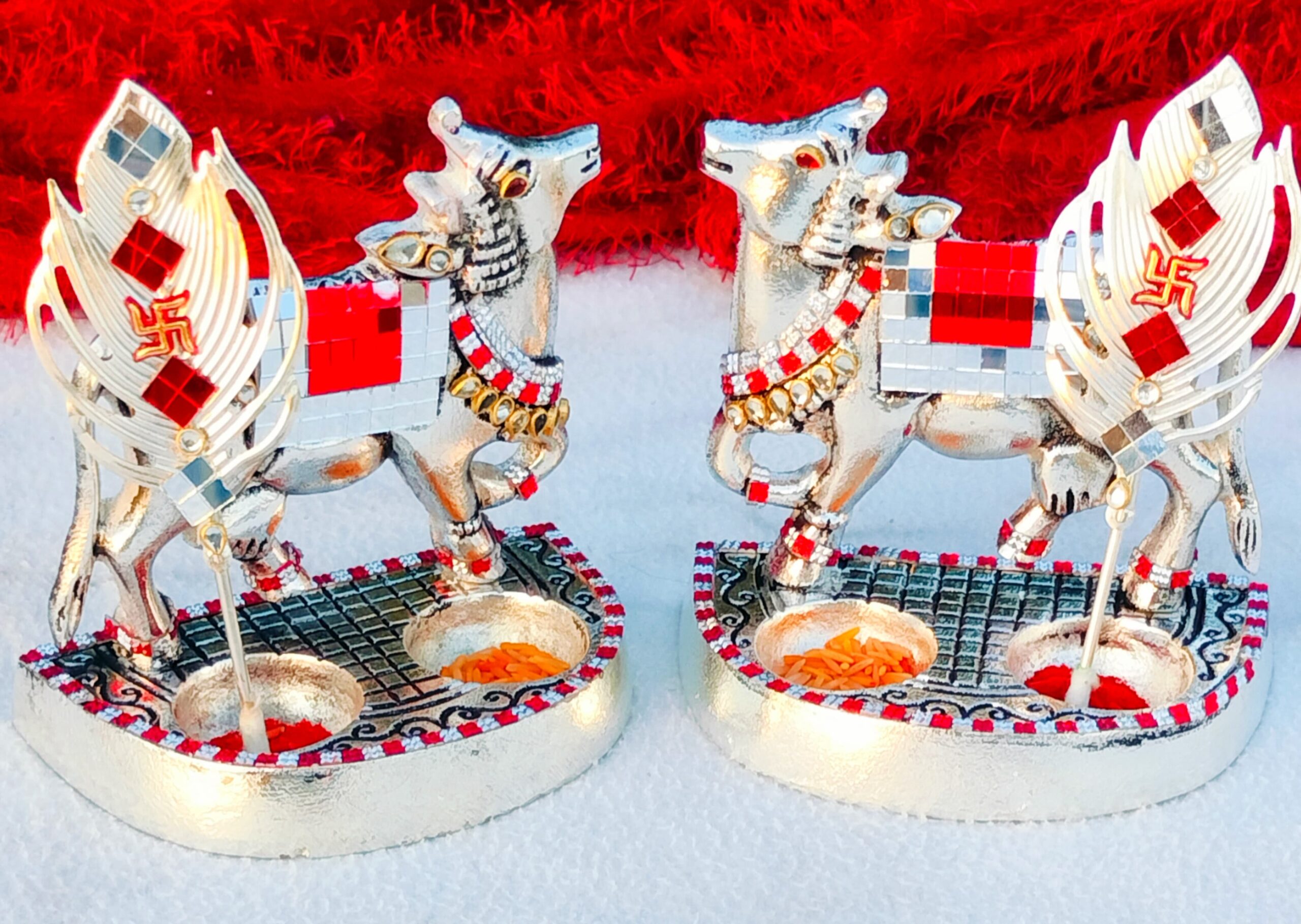 Antique German silver big size kamdhenu cow with set - Image 4