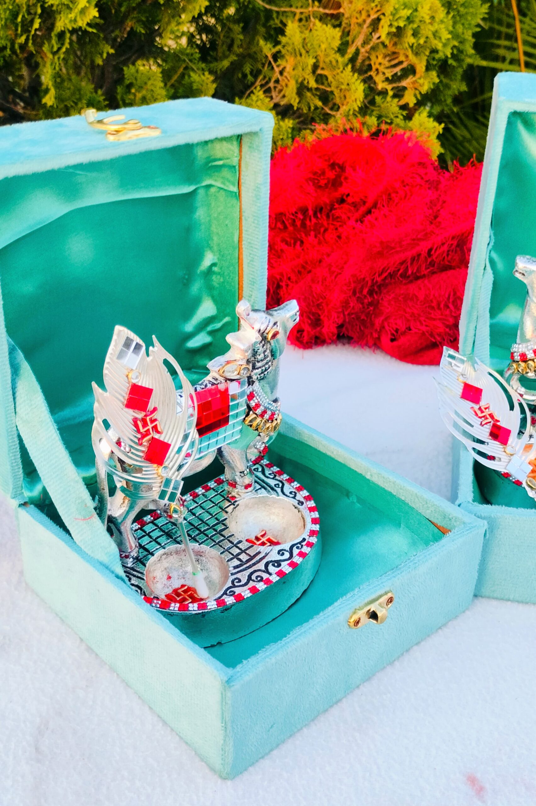 Antique German silver big size kamdhenu cow with set - Image 5