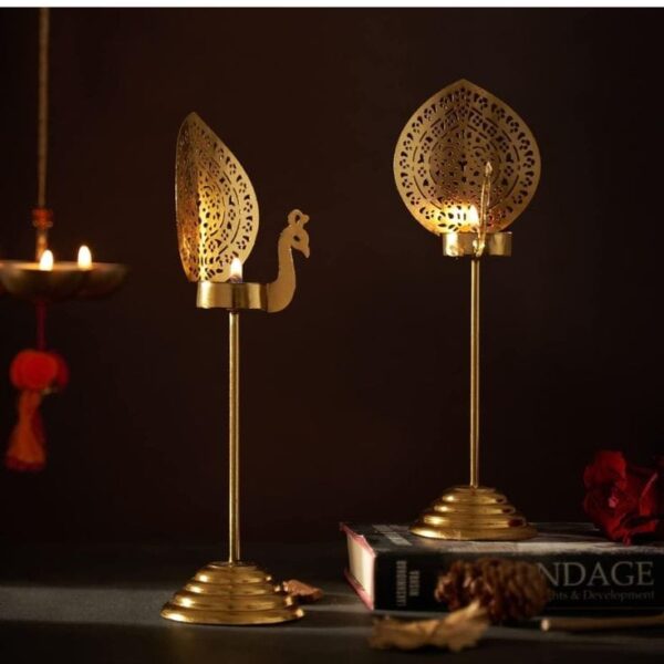 Metal peacock T light candles stands