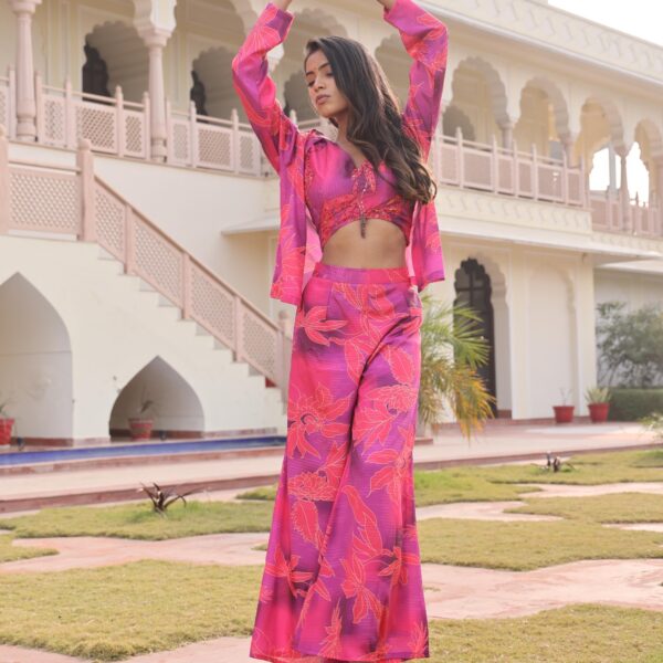 Pink Indo Western Top and Shrug Set
