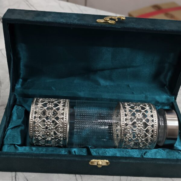 Antique German Silver glass water bottle 600ml