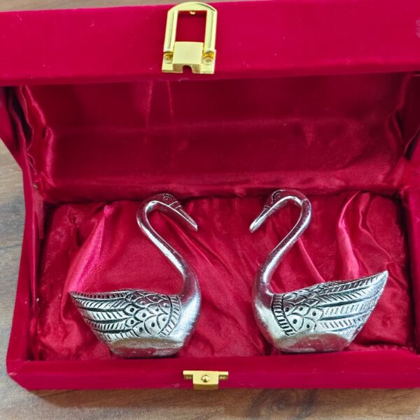 German Silver Two Swan Set