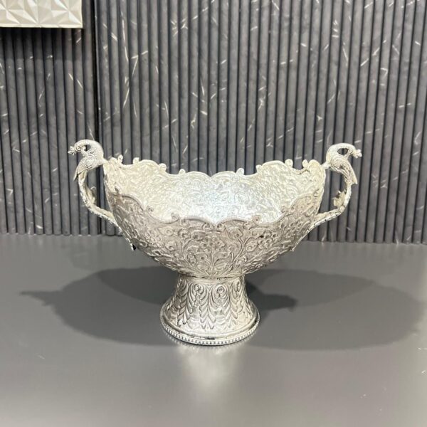 Pure German silver hand engraved big size fruit bowl/urli