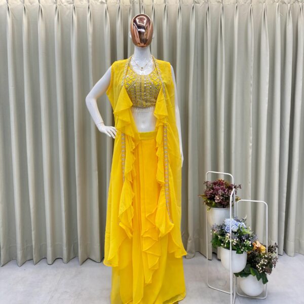 Three Piece Western Hand Work Dhoti Set