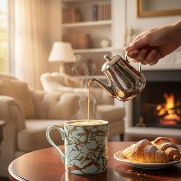 Aqua green marble tea set with handle