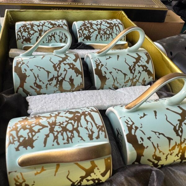 Aqua green marble tea set with handle