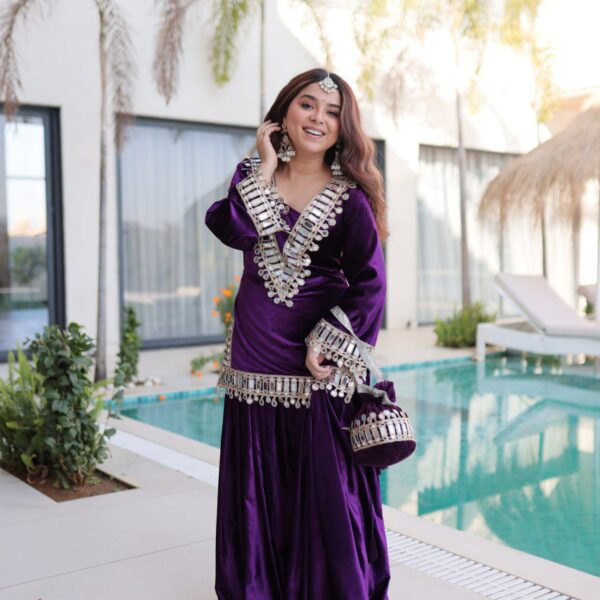 Velvet Embroidery Suit Set