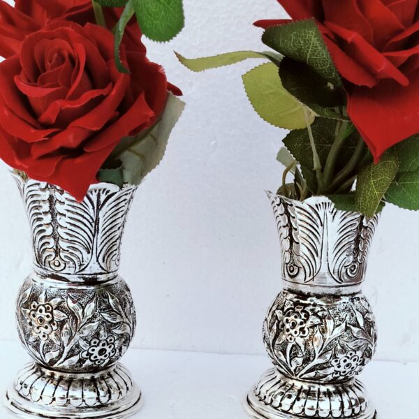 German silver antique flower pot pair