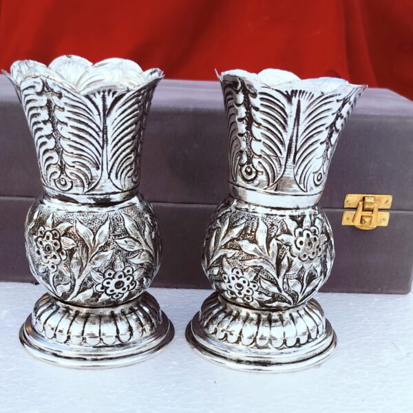 German silver antique flower pot pair