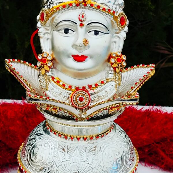 German silver stone work kalasha with Laxmi face combo
