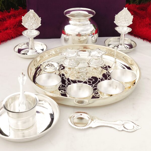 German silver complete Laxmi Pooja set