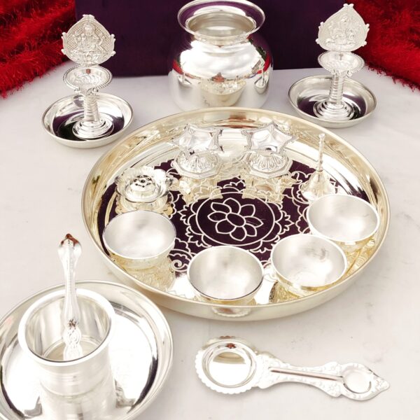 German silver complete Laxmi Pooja set