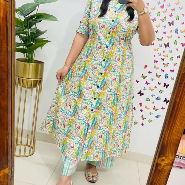 Premium Floral Fine cotton kurti Palazzo set
