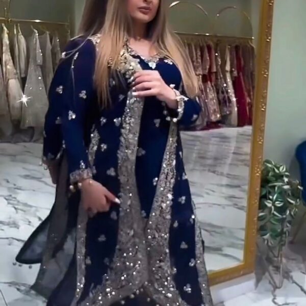 Faux Georgette Three Piece Suit Set