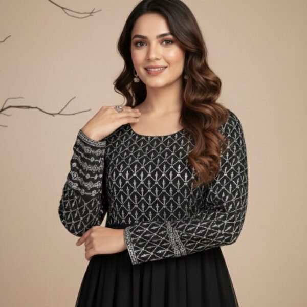 Women Pink embroidered georgette anarkali gown