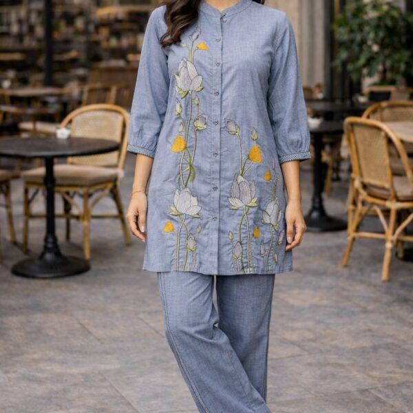 Light Sky Blue Cotton Co Ord Set