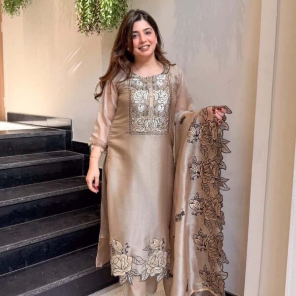 Mul Chanderi Suit Set with Dupatta