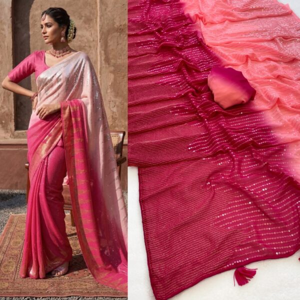 Heavy Faux Georgette Saree with PADDING