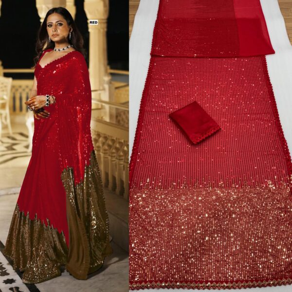 Heavy Cpallu Dual Sequins 5mm & 3mm embroidery Work In Saree