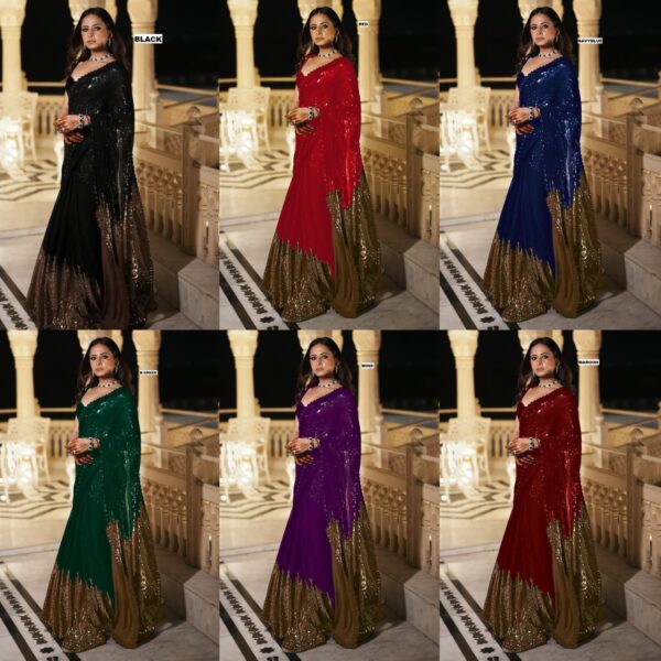 Heavy Cpallu Dual Sequins 5mm & 3mm embroidery Work In Saree