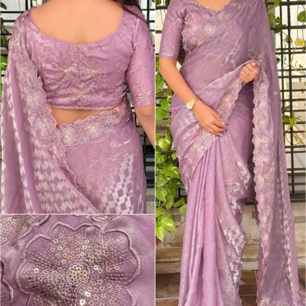 Fendy Satin Silk Saree with Thread Work