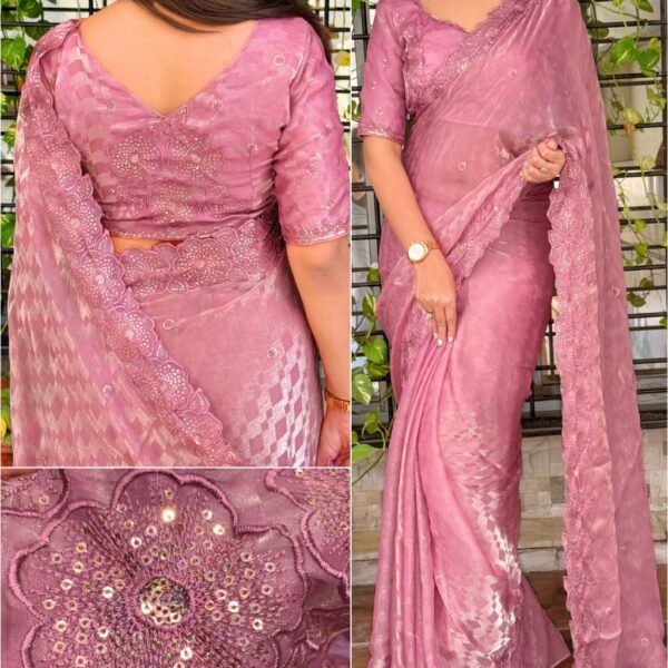 Fendy Satin Silk Saree with Thread Work