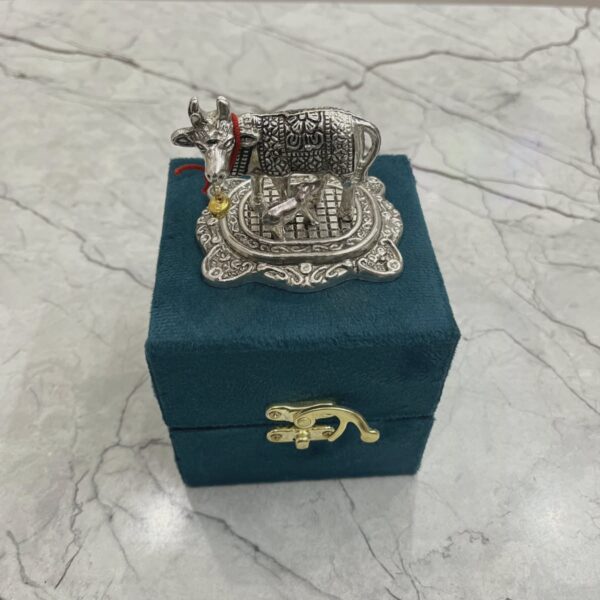 German Silver Cow Packing in Velvet